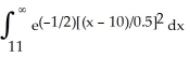 <strong>A table saw cuts construction studding. Observation has shown that the lengths of the studs are normally distributed with a mean of 10 feet and a standard deviation of 6 inches. Which of the following correctly represents the probability that a randomly chosen stud exceeds 11 feet?</strong> A) B) C) D) E) none of these