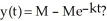 A cool object is to be heated to a maximum temperature M = M°C. At any time t, the rate at which the temperature rises is proportional to the difference between the actual temperature and the maximal temperature. If the object is originally 0°C, find and solve a differential equation describing this situation. Is this the solution: