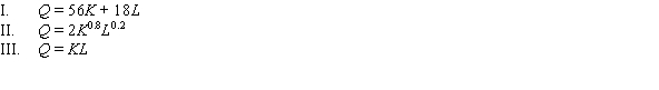 <strong>Which of the following is (are) example(s) of production functions? </strong> A) II and III B) I, II, and III C) II D) I