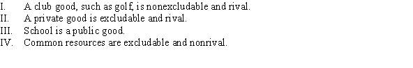 <strong>Which of the following statements is (are) TRUE? </strong> A) I and II B) II, III, and IV C) II D) II and IV