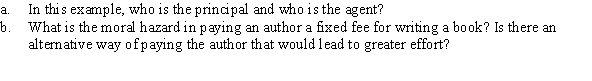 Suppose that a publisher is considering how to pay an author for writing a book. The publisher would like the author to put forth his maximum effort, but the publisher is unable to observe the author's effort.