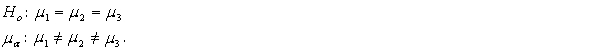 In a one-way analysis of variance test,the following null and alternative hypotheses are appropriate: