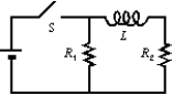 <strong>When the switch S in the circuit shown is closed, the time constant for the growth of current in R<sub>2</sub> is: </strong> A) L/R<sub>1</sub> B) L/R<sub>2</sub> C) L/(R<sub>1</sub> + R<sup>2</sup>) D) L(R<sub>1</sub> + R<sub>2</sub>)/(R<sub>1</sub>R<sub>2</sub>) E) (L/R<sub>1</sub> + L/R<sub>2</sub>)/2