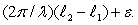 <strong>Two sources, S<sub>1</sub> and S<sub>2</sub>, each emit waves of wavelength \lambda in the same medium. The phase difference between the two waves, at the point P shown, is The quantity \varepsilon is: </strong> A) the distance S<sub>1</sub>S<sub>2</sub> B) the angle S<sub>1</sub>PS<sub>2</sub> C) \pi /2 D) the phase difference between the two sources E) zero for transverse waves, \pi for longitudinal waves