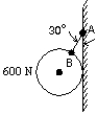 <strong>The 600-N ball shown is suspended on a string AB and rests against the frictionless vertical wall. The string makes an angle of 30 \degree with the wall. The magnitude of the tension for of string is: </strong> A) 690 N B) 1200 N C) 2100 N D) 2400 N E) none of these