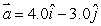 <strong>A 2.0-kg block starts from rest on the positive x axis 3.0 m from the origin and thereafter has an acceleration given by in m/s<sup>2</sup>. At the end of 2.0 s its angular momentum about the origin is:</strong> A) 0 B) (-36 kg . m<sup>2</sup>/s) C) (+48 kg .m<sup>2</sup>/s) D) (-96 kg .m<sup>2</sup>/s) E) (+96 kg .m<sup>2</sup>/s)