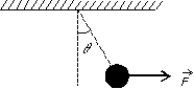 <strong>A 1-N pendulum bob is held at an angle \theta from the vertical by a 2-N horizontal force F as shown. The tension in the string supporting the pendulum bob (in newtons) is: </strong> A) cos \theta B) 2/cos \theta C) D) 1 E) none of these