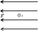 The figure shows a uniform magnetic field directed to the left and a wire carrying a current into the page. The magnetic force acting on the wire is:
