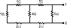 <strong>The equivalent resistance between points 1 and 2 of the circuit shown is: </strong> A) 2.5 \Omega B) 4.0 \Omega C) 5.0 \Omega D) 6.5 \Omega E) 16 \Omega