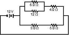  The current in the 5.0-  \Omega  resistor in the circuit shown is:   