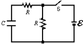 <strong>In the circuit shown, both resistors have the same value R. Suppose switch S is initially closed and capacitor C is charged. When switch S is then opened, the circuit has a time constant \tau <sub>a</sub>. Conversely, suppose S is initially open and capacitor C is uncharged. When switch S is then closed, the circuit has a time constant \tau <sub>b</sub>. The ratio \tau <sub>a</sub>/ \tau <sub>b</sub> is: </strong> A) 0.5 B) 0.67 C) 1 D) 1.5 E) 2