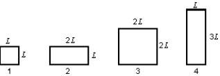 <strong>The diagram shows four rectangular plates and their dimensions. All are made of the same material. The temperature now increases. Of these plates: </strong> A) the vertical dimension of plate 1 increases the most and the area of plate 1 increases the most B) the vertical dimension of plate 2 increases the most and the area of plate 4 increases the most C) the vertical dimension of plate 3 increases the most and the area of plate 1 increases the most D) the vertical dimension of plate 4 increases the most and the area of plate 3 increases the most E) the vertical dimension of plate 4 increases the most and the area of plate 4 increases the most