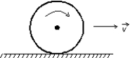 <strong>A wheel of radius 0.5 m rolls without sliding on a horizontal surface as shown. Starting from rest, the wheel moves with constant angular acceleration 6 rad/s<sup>2</sup>. The distance in traveled by the center of the wheel from t = 0 to t = 3 s is: </strong> A) 0 m B) 27 m C) 13.5 m D) 18 m E) none of these
