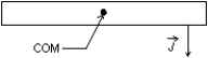 <strong>A uniform narrow bar, resting on frictionless ice, is given a transverse horizontal impulse at one end as shown. The center of mass of the bar COM will then: </strong> A) remain at rest B) move in a circle C) move in a straight line D) move in a parabola E) move along some other curve