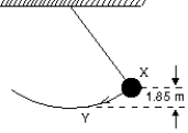 <strong>A simple pendulum consists of a 2.0 kg mass attached to a string. It is released from rest at X as shown. Its speed at the lowest point Y is: </strong> A) 1.9 m/s B) 3.7 m/s C) 4.4 m/s D) 6.0 m/s E) 36 m/s