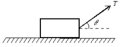 <strong>A block of mass m is pulled at constant velocity along a rough horizontal floor by an applied force as shown. The magnitude of frictional force is: </strong> A) T cos \theta B) T sin \theta C) 0 D) mg E) mg cos \theta