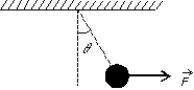 <strong>A 1-N pendulum bob is held at an angle \theta from the vertical by a 2-N horizontal force F as shown. The tension in the string supporting the pendulum bob is: </strong> A) 2/N B) 2 N C) N D) 1 N E) none of these