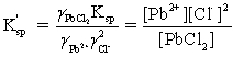 <strong>Which is the correct effective solubility constant expression for PbCl<sub>2</sub>? PbCl<sub>2</sub> ⇋ Pb<sup>2+</sup> + 2 Cl<sup>−</sup></strong> A) B) C) D) E)