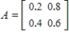 A Markov chain has transition matrix and initial-probability vector . Find the probability vector for the third stage of the Markov chain. 