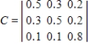 A Markov chain has transition matrix   and initial-probability vector   . Find the probability vector for the third stage of the Markov chain. ​
