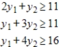 Solve both the primal and dual problems with the simplex method. Use f to represent the dual objective function. Minimize subject to 