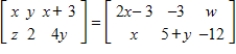 <strong>Find x, y, z and w. </strong> A) and B) and C) and D) and E) and