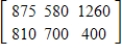 <strong>Let matrix A represent the sales (in thousands of dollars) for the Walbash Company in 2004 in various cities, and let matrix B represent the sales (in thousands of dollars) for the same company in 2005 in the same cities. Write the matrix that represents the total sales by type (wholesale and retail) and city (Chicago, Atlanta, and Memphis) for both years. ; </strong> A) B) C) D) E) 