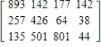 <strong>A poll of 3620 people revealed that of the respondents who were registered Republicans, 893 approved of the president's job performance, 257 did not, and 135 had no opinion. Of the registered Democrats, 142 approved of the president's job performance, 426 did not, and 501 had no opinion. Of those registered as Independents, 177 approved, 64 did not approve, and 801 had no opinion. Of the remaining respondents, who were not registered, 142 approved, 38 did not approve, and 44 had no opinion. Represent these data in a 3×4 matrix.</strong> A) B) C) D) E)