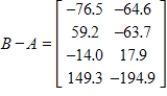 <strong>Using the data in the following tables, Let matrix A represent imports (in billions of dollars) to U.S. from country groupings, and let matrix B represent exports (in billions of dollars) from U.S. to country groupings. Find the U.S. trade balance with each country grouping in each year by finding matrix B - A. </strong> A) B) C) D) E)