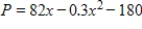 <strong>The daily profit from the sale of a product is given by dollars. What is the maximum possible profit? Round intermediate calculations and final answer to the nearest dollar. </strong> A) $5,423 B) $16,685 C) $11,013 D) $137 E) $271