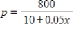 The demand function for a product is given by , where x is the number of units and p is the price in dollars. Graph this demand function for , with x on the horizontal axis. 