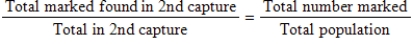 <strong>In wildlife management, the capture-mark-recapture technique is used to estimate the populations of fish or birds in an area or to measure the infestation of insects such as Japanese beetles. Suppose 100 individuals of the species being studied are caught, marked, and released, and one week later 100 more are caught. To estimate the total number of individuals, the following relationship is used: Suppose that 1000 beetles are captured, marked, and released. Suppose further that in the second capture of 1000 it is found that 61 are marked. What is the population estimate? </strong> A) 61,000 B) 269 C) 61 D) 16,393 E) 3,721