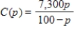 Suppose that the cost C (in dollars) of removing p percent of the particulate pollution from the smokestacks of an industrial plant is given by . Find the domain of this function. Recall that p represents the percent pollution that is removed. 