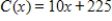 A linear cost function is , where x represents the number of units produced. If 60 units are currently produced, determine the marginal cost. 
