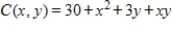 <strong>The joint cost (in dollars) for two products is given by , where x represents the quantity of product X produced and y represents the quantity of product Y produced. Find the marginal cost with respect to x if 2 units of product X and 9 units of product Y are produced. </strong> A) B) C) D) E) 