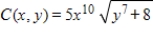 <strong>If the joint cost function for two products is (in dollars). Find the marginal cost with respect to y.</strong> A) B) C) D) E)