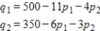 <strong>The demand functions for two products are given by Where p<sub>1</sub> and p<sub>2</sub> are in dollars and q<sub>1</sub> and q<sub>2</sub> are numbers of units. Find a pair of prices p<sub>1</sub> and p<sub>2</sub> such that the demands for the products will be equal. Round your answers to the nearest cent. </strong> A) B) C) D) E)