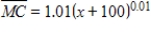 Suppose that the marginal cost for a certain product is given by , where x is in thousand of units and cost is in thousands of dollars. Suppose further that fixed costs are $200,000. Find . Round your answer to three decimal places, if necessary. 