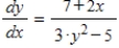 <strong>Find dy/dx for the following equation: . </strong> A) B) C) D) E) 