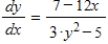 <strong>Find dy/dx for the following equation: . </strong> A) B) C) D) E) 