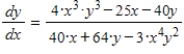 <strong>Find dy/dx for the following equation: . </strong> A) B) C) D) E)