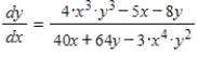 <strong>Find dy/dx for the following equation: . </strong> A) B) C) D) E)