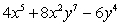 <strong>What is the degree of the polynomial below? </strong> A) 5 B) 4 C) 7 D) 2 E) 9