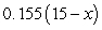 <strong>Suppose that a nurse needs 15 cc (cubic centimeters) of a 15.5% solution (that is, a solution that is 15.5% ingredient) of a certain medication, which must be obtained by mixing x cc of a 20% solution and y cc of a 5% solution. Choose the expression for the amount of ingredient in the 5% solution.</strong> A) B) C) D) E)