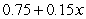 <strong>Suppose that a nurse needs 15 cc (cubic centimeters) of a 15.5% solution (that is, a solution that is 15.5% ingredient) of a certain medication, which must be obtained by mixing x cc of a 20% solution and y cc of a 5% solution. Express the total amount of the ingredient in the mixture in terms of x.</strong> A) B) C) D) E)
