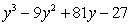 Use the following factorization formulas involving cubes to factor the polynomial below. Factorizations with Cubes Perfect cube   Perfect cube   Difference of two cubes   Sum of two cubes    