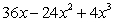 Suppose that squares of size x are cut from four corners of an 6-by-6-inch piece of cardboard and an open-top box is formed. The volume of the box is given by . Factor this expression.