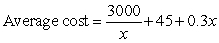 <strong>A company's average cost per unit when x units are produced is defined to be . Suppose a company's average costs are given by . Express the average cost as a single fraction. </strong> A) B) C) D) E)