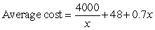 <strong>A company's average cost per unit when x units are produced is defined to be . Suppose a company's average costs are given by . Choose the expression that gives the company's total costs. </strong> A) B) C) D) E)