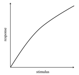 <strong>Which system is most likely to produce the stimulus-response curve shown here? In the systems shown below,the concentration of molecule 3 represents the stimulus,and the concentration of molecule 2 is the response.Molecule 1 is a substrate of molecule 3.Molecule 4 is an inactive form of molecule 3.Molecule 2 activates molecule 5.</strong> A) B) C) D) E)